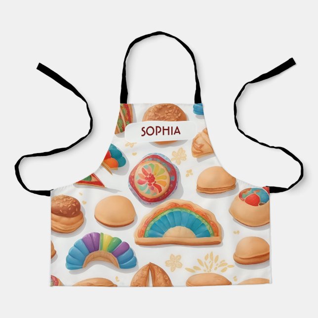 Bread loaf Retro Colourful Personalised Pattern Apron (Front)