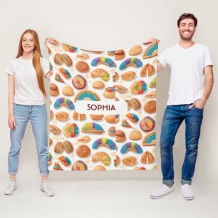 Bread loaf Retro Colourful Personalised Pattern Fleece Blanket