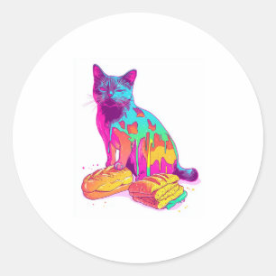 Bread Meowphosis – Glitchy Funny Cat Meme Classic Round Sticker