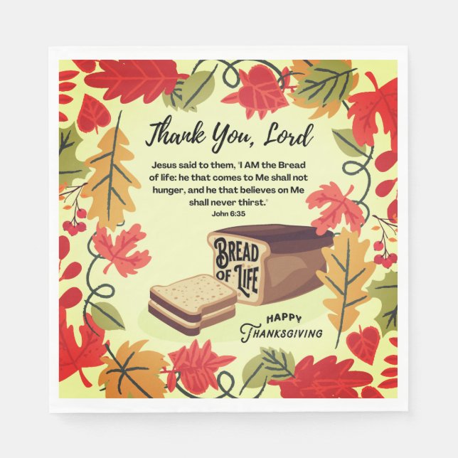 BREAD OF LIFE Happy Thanksgiving Paper Napkin (Front)