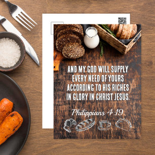 Bread   Philippians 4:19 Bible Verse, Scripture Postcard