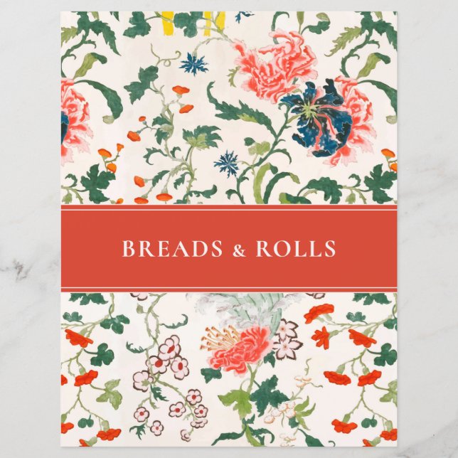 Bread & Roll Recipe Divider | Stylish Floral (Front)
