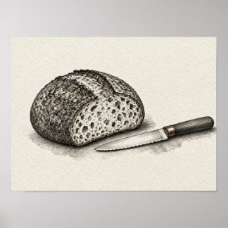 Bread Wall Art Bakery Kitchen Still Life Print