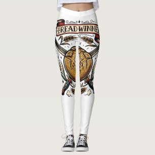 Bread Winner Sourdough Tattoo Flash Funny Baker Leggings