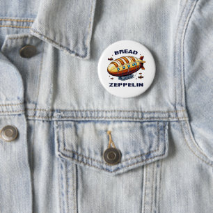 Bread Zeppelin - Whimsical 8-Bit Airship Art 6 Cm Round Badge
