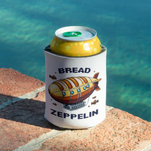 Bread Zeppelin - Whimsical 8-Bit Airship Art Can Cooler