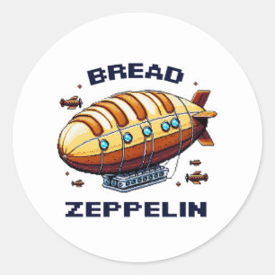 Bread Zeppelin - Whimsical 8-Bit Airship Art Classic Round Sticker