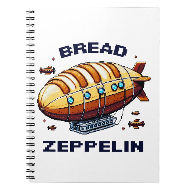 Bread Zeppelin - Whimsical 8-Bit Airship Art Notebook (Front)