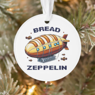 Bread Zeppelin - Whimsical 8-Bit Airship Art Ornament