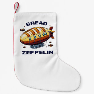 Bread Zeppelin - Whimsical 8-Bit Airship Art Small Christmas Stocking