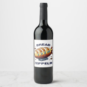 Bread Zeppelin - Whimsical 8-Bit Airship Art Wine Label