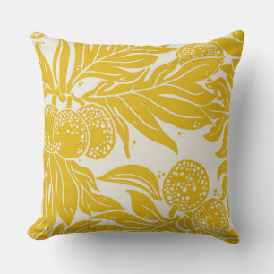 Breadfruit Pattern mustard yellow cream Cushion