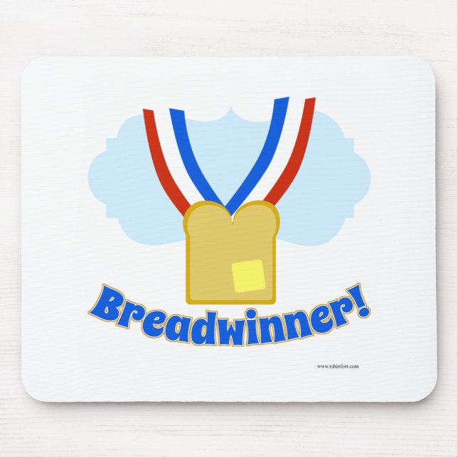 Breadwinner Medal Funny Employment Cartoon Mouse Mat (Front)
