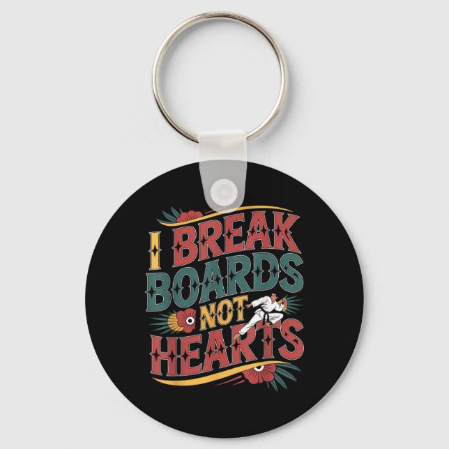 Break Boards Not Hearts Training Sparring Key Ring (Front)