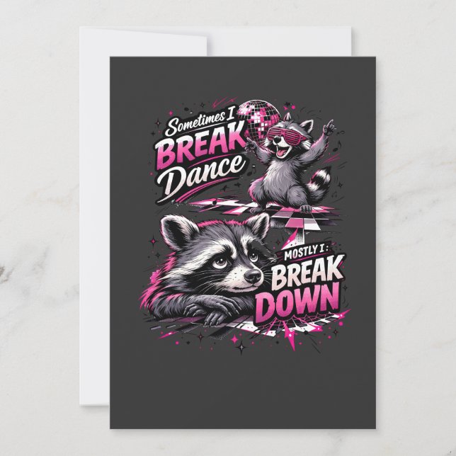 Break dance, break down, disco fun invitation (Front)