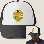 Break dance Breakdancer Crew Trucker Hat<br><div class="desc">This design features a simple and modern breakdance logo. Yellow circular logo with the script Break and dancer.
An additional text like f.ex. crew or (sports team) name can be personalised.</div>