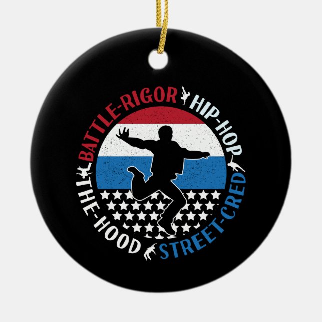 Break Dance Breakdancing Hip-Hop Boy Ceramic Tree Decoration (Front)