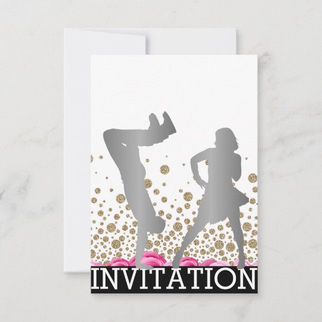 Break Dance School  Dico Hip Hop Vip Rose Gray Invitation (Front)