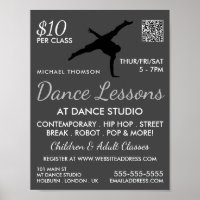 Break Dancer Silhouette, Dance Lesson Advertising
