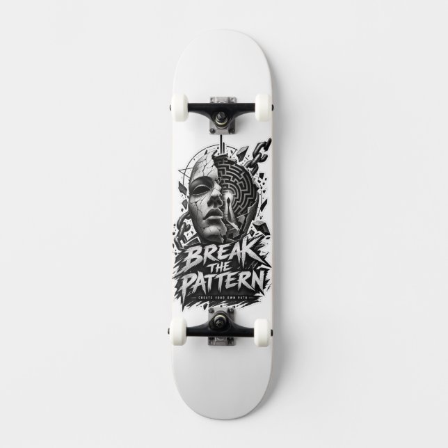 Break The Pattern Edgy Graphic Skateboard Deck | D (Front)
