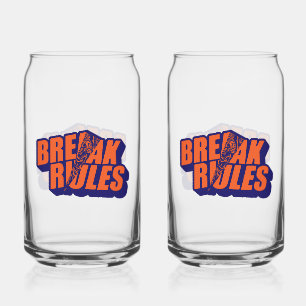 "Break The Rules" Edgy Rebel Quote Can Glass
