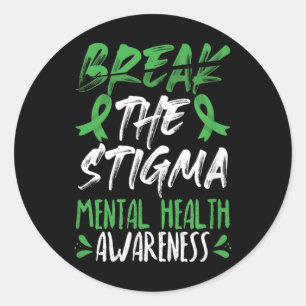 Break The Stigma Green Mental Health Awareness Classic Round Sticker