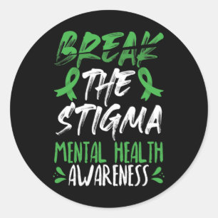 Break The Stigma Green Mental Health Awareness Classic Round Sticker