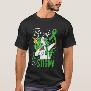 Break The Stigma Mental Health Unicorn Dabbing Gre T-Shirt