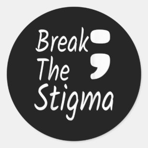 Break The Stigma Semicolon Suicide Prevention Awar Classic Round Sticker