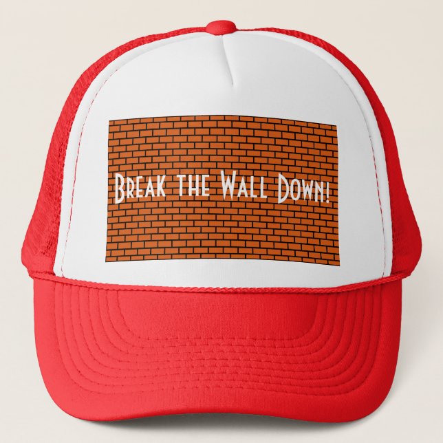 Break the Wall Down, Orange Brick Trucker Hat (Front)