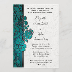 Break Through Damask Teal Wedding Invitatio Invitation