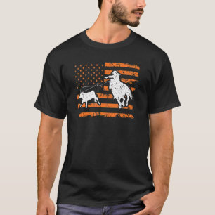 Breakaway Roping Cowgirl American Flag Rodeo Calf T-Shirt