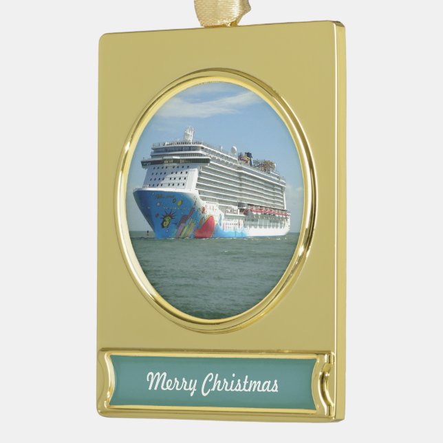 Breakaway Underway Custom Gold Plated Banner Ornament (Left)