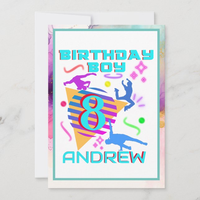 Breakdance Hip Hop Dance Birthday Boy Matching Invitation (Front)