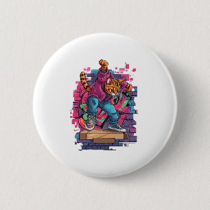 Breakdance Meow – Urban Graffiti Cat Dance 6 Cm Round Badge
