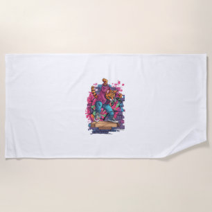 Breakdance Meow – Urban Graffiti Cat Dance Beach Towel