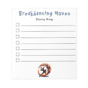 Breakdance Personalised To Do List Notepad