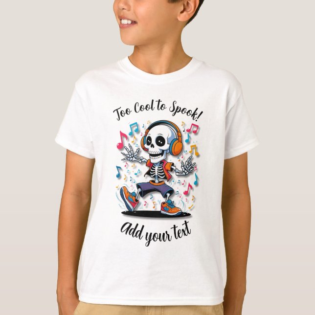 Breakdance Skeleton – Kids Halloween T-Shirt (Front)