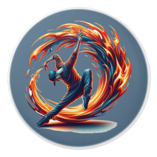 Breakdance Street Fire With Urban Energy Ceramic Knob
