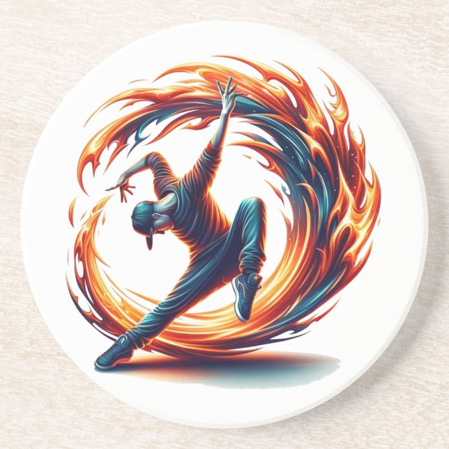 Breakdance Street Fire With Urban Energy  Coaster (Front)