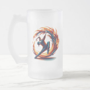Breakdance Street Fire With Urban Energy  Frosted Glass Beer Mug