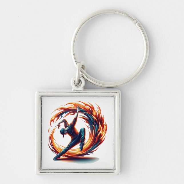 Breakdance Street Fire With Urban Energy  Key Ring (Front)
