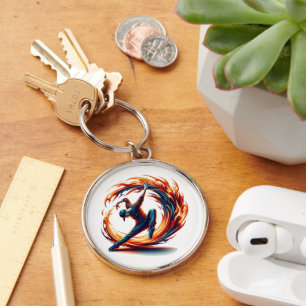 Breakdance Street Fire With Urban Energy Key Ring