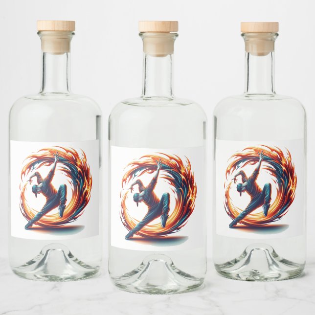 Breakdance Street Fire With Urban Energy  Liquor Bottle Label (Bottles)