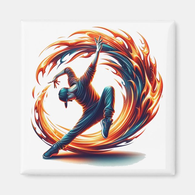 Breakdance Street Fire With Urban Energy  Magnet (Front)