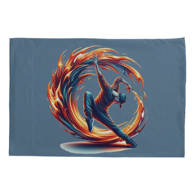 Breakdance Street Fire With Urban Energy  Pillowcase (Back)