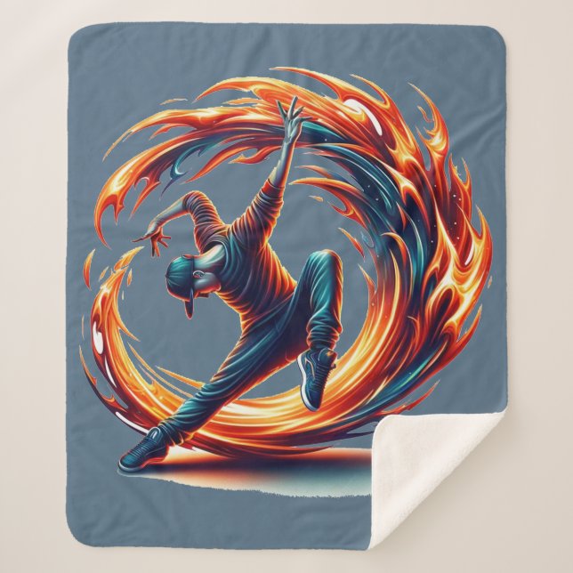 Breakdance Street Fire With Urban Energy  Sherpa Blanket (Front)
