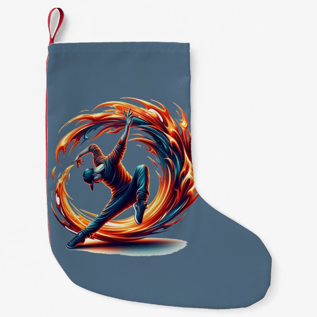 Breakdance Street Fire With Urban Energy  Small Christmas Stocking (Front)