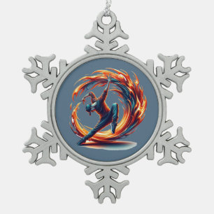Breakdance Street Fire With Urban Energy  Snowflake Pewter Christmas Ornament