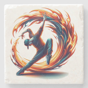 Breakdance Street Fire With Urban Energy Stone Coaster